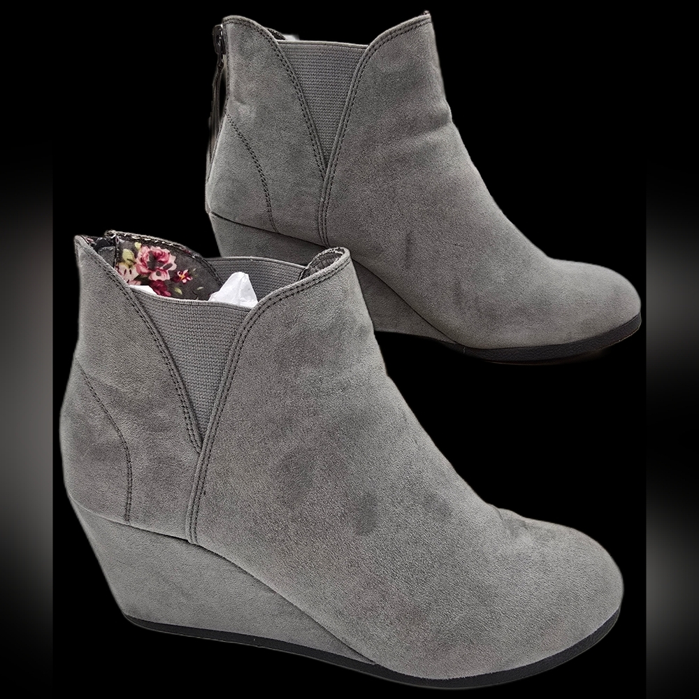 Maurices Gray Wedge Ankle Boots